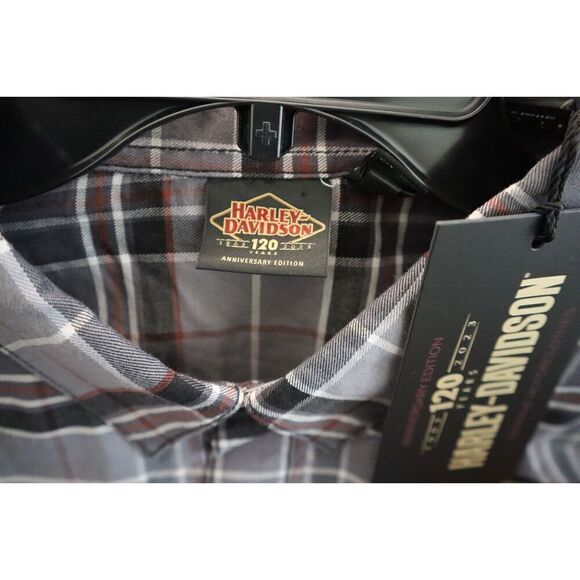 Harley-Davidson 96645-23VM Men's Sz XL Gray Plaid 120th Anniversary L/S Shirt - Picture 4 of 10